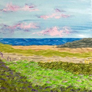 Lavender Skies and Fields 12 x 12 Acrylic Painting